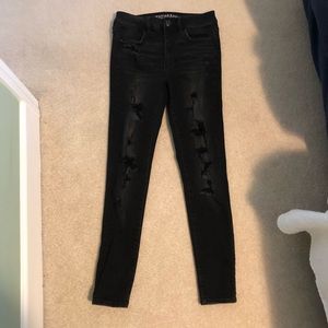 American Eagle high rise ripped black jeans